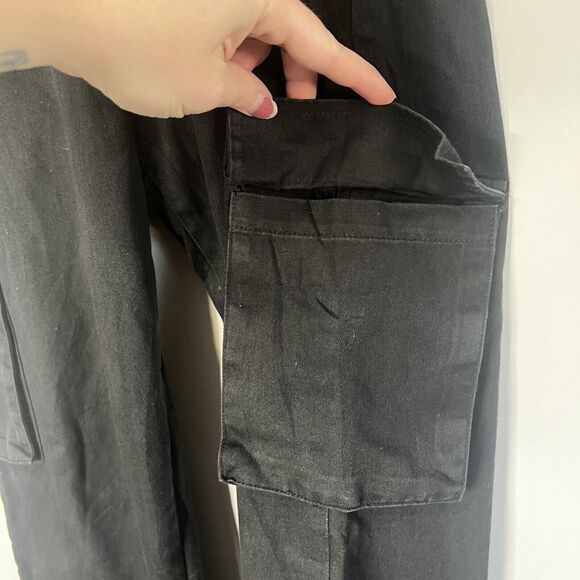 boohoo MAN Cargo Pants Black Flap Pocket Y2K Style Cotton Women's Size Small - Picture 6 of 11